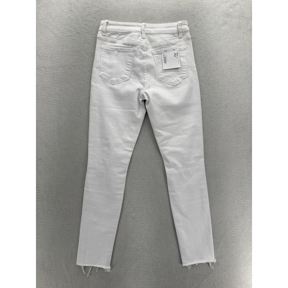 Vervet Skinny Jeans Womens 27 Mid Rise White Distressed Raw Hem Stretch Denim - Picture 14 of 15